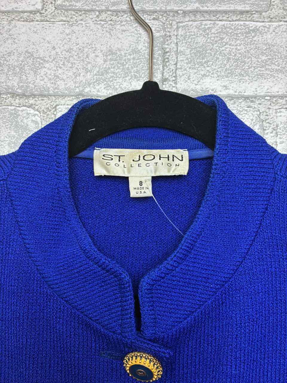 St John Knit Blue jacket with gold buttons size 8