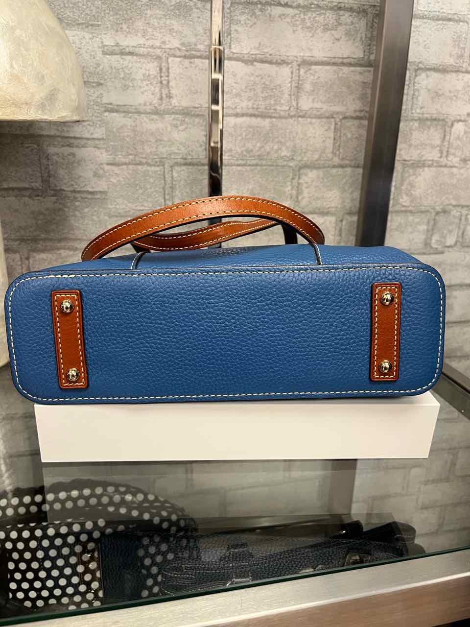 Dooney and Bourke Azure Blue Vintage Lexington Pebbled Leather Tote