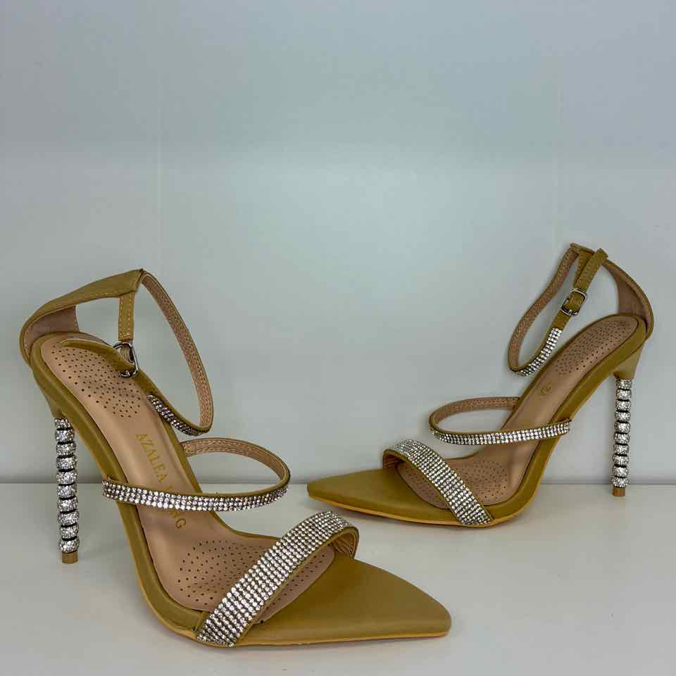 Azalea Wang Nude Sandal Rhinestone Stiletto 7.5