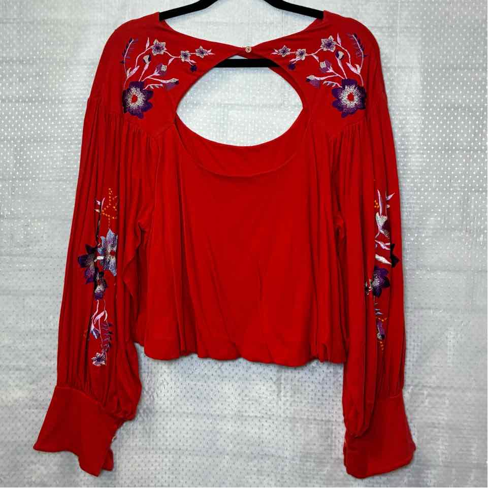 Free People Red Blouse Size Small