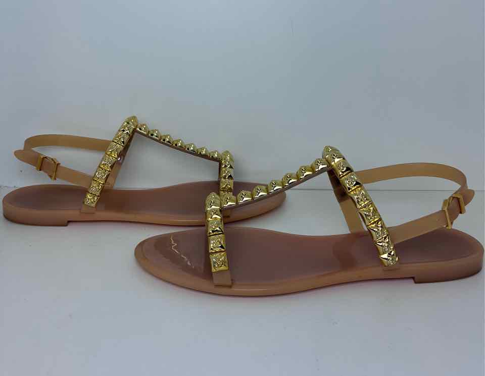 Stuart Weitzman Size 10 Gold Studded Jelly Flat Sandals
