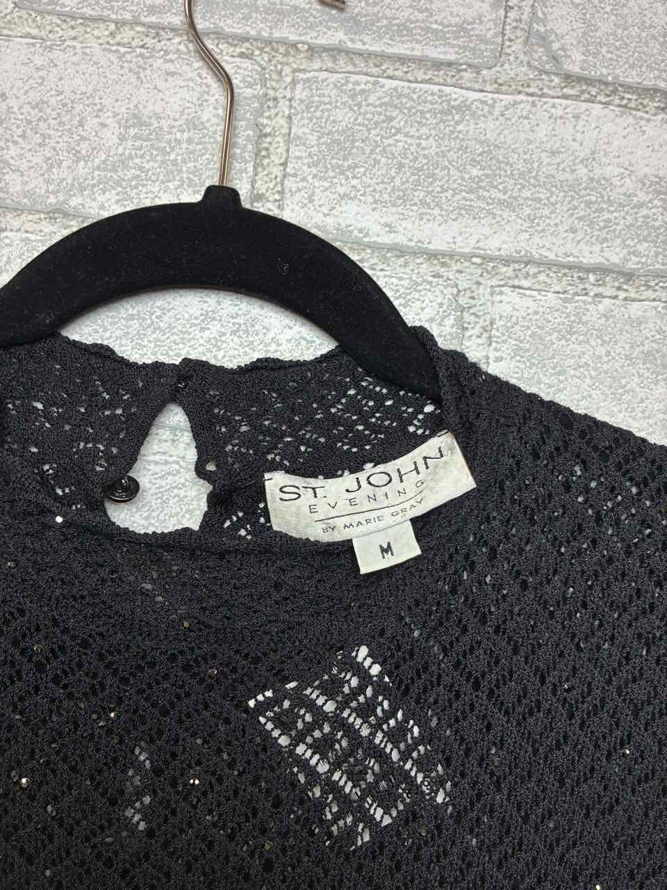 St John Knit Black Tank With Black Beads Size M