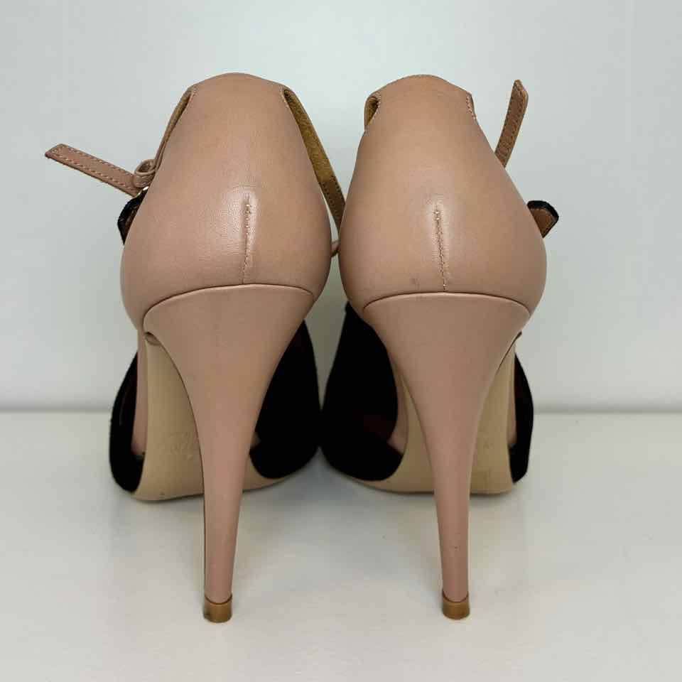 Valentino black leather and blush suede heels 36 5.5
