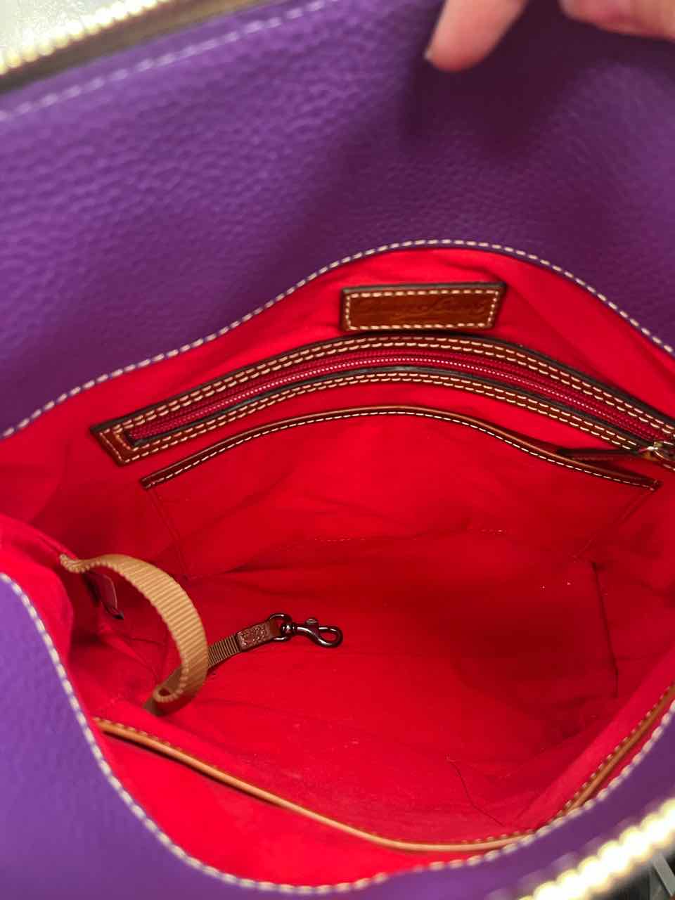 Dooney and Bourke Pebble Twist Strap Hobo Purple Plum Shoulder Handbag