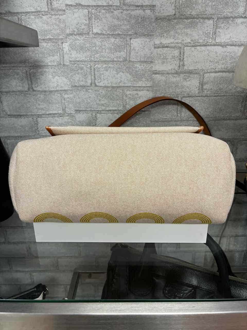 Hermes Herbag Zip 31 bag in Cumin Ecru Beige with Circuit 24 print