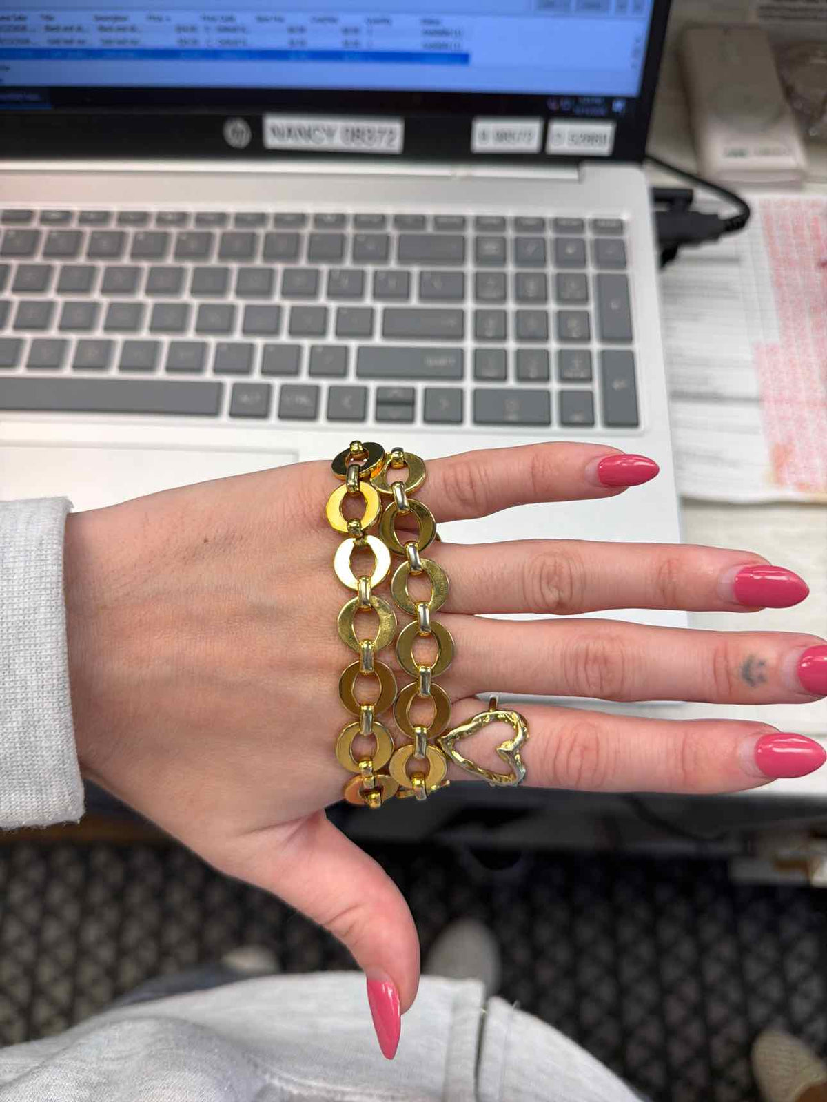 Gold double chain braclet