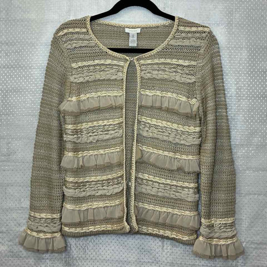Chicos Ruffle Sweater Cream Size 0