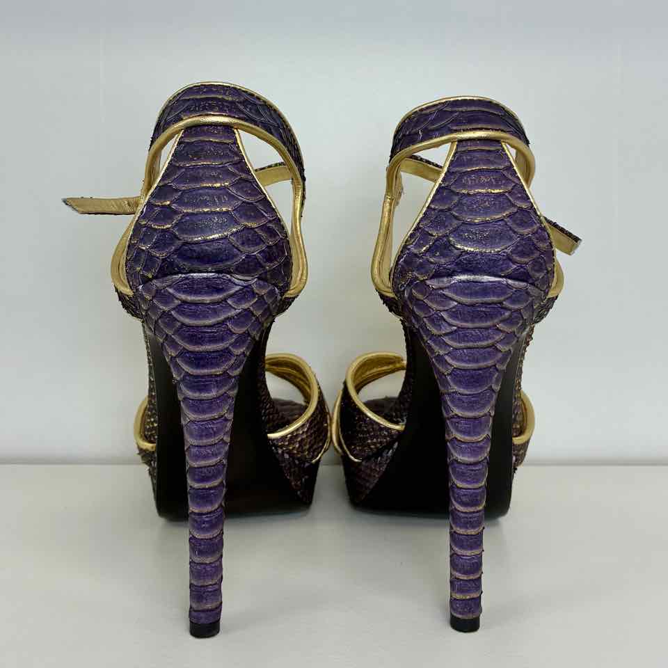 Coach Purple & Gold Snakeskin Heels 7