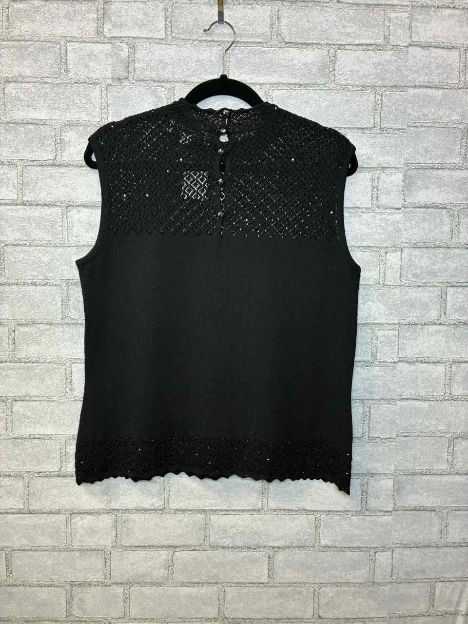 St John Knit Black Tank With Black Beads Size M