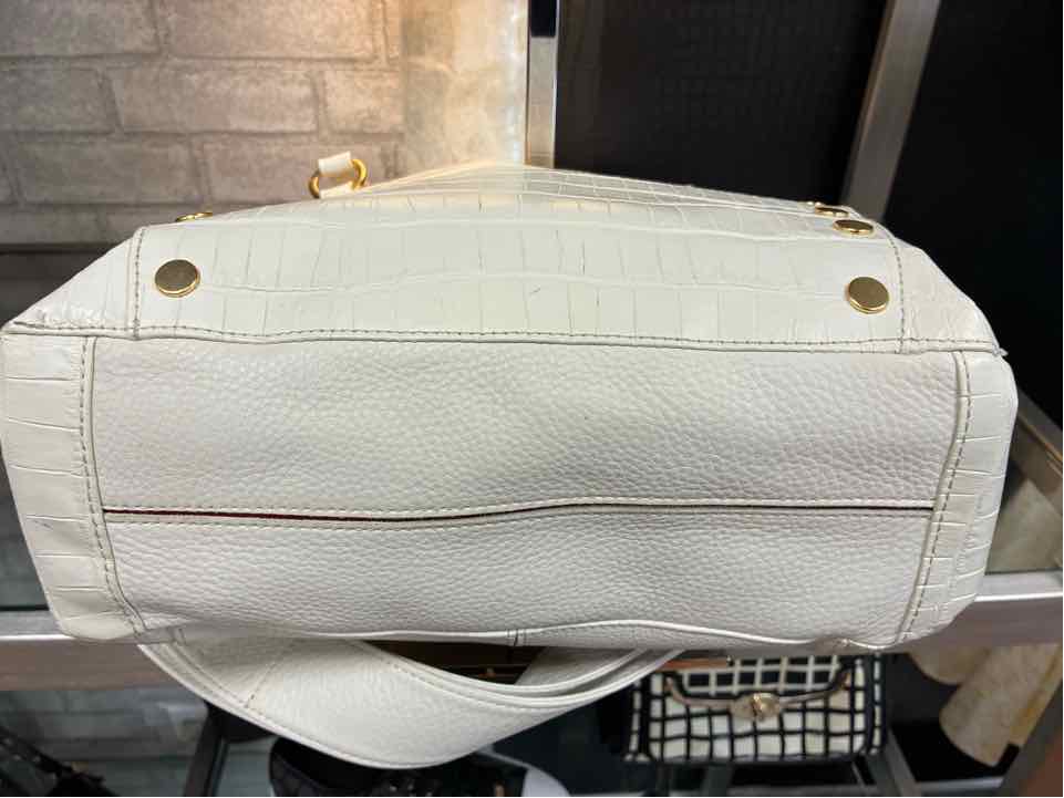 Hammitt White Croc Embossed Leather Satchel Purse w/ Gold Hardware