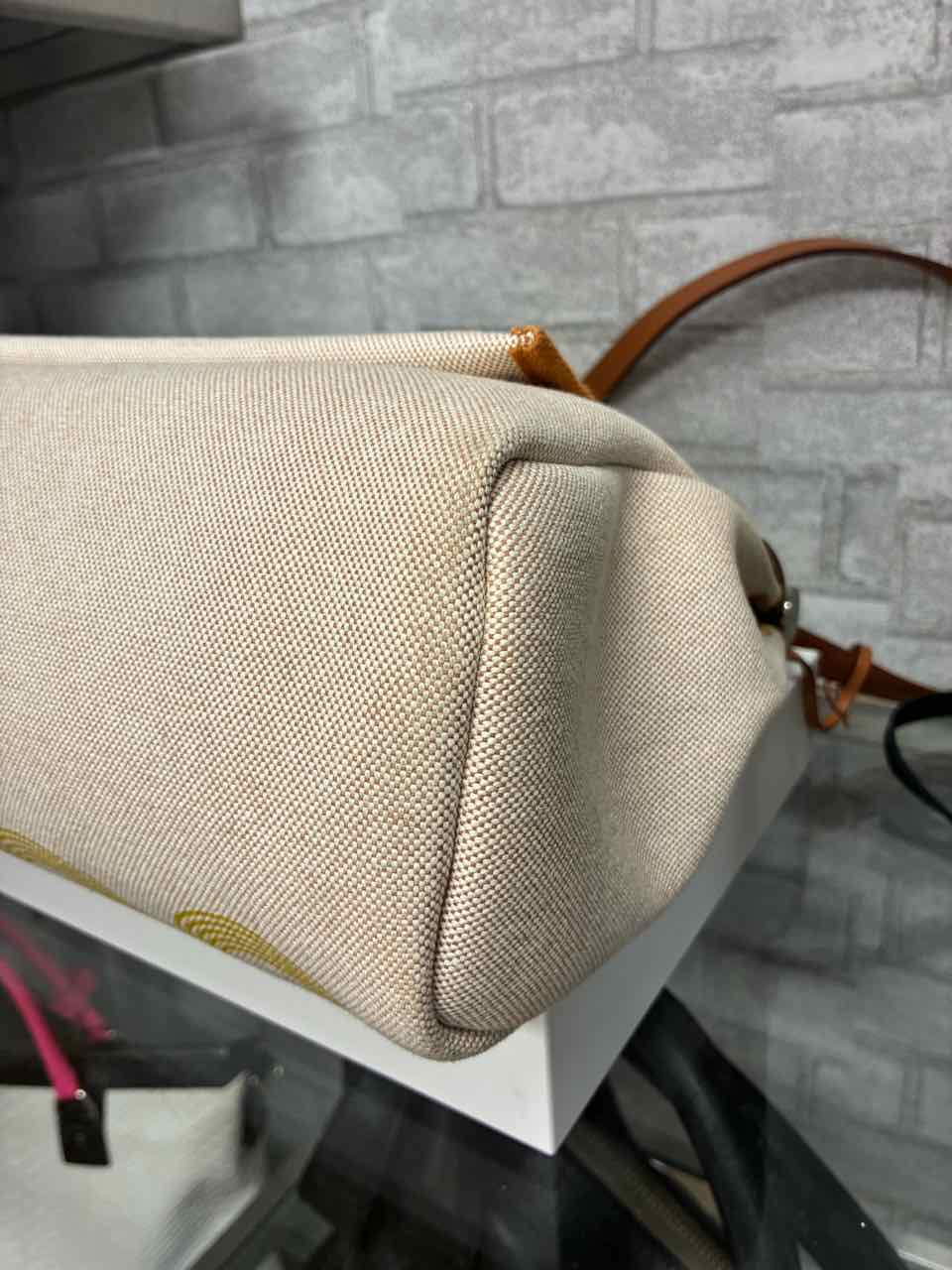 Hermes Herbag Zip 31 bag in Cumin Ecru Beige with Circuit 24 print