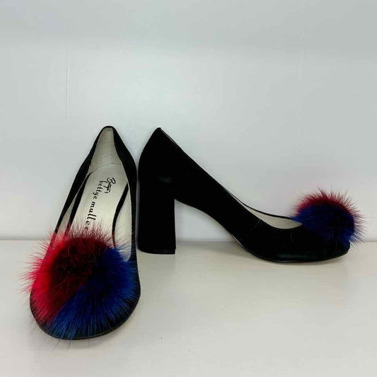 Bettye Mueller Black Suede Pumps with Pompom  7