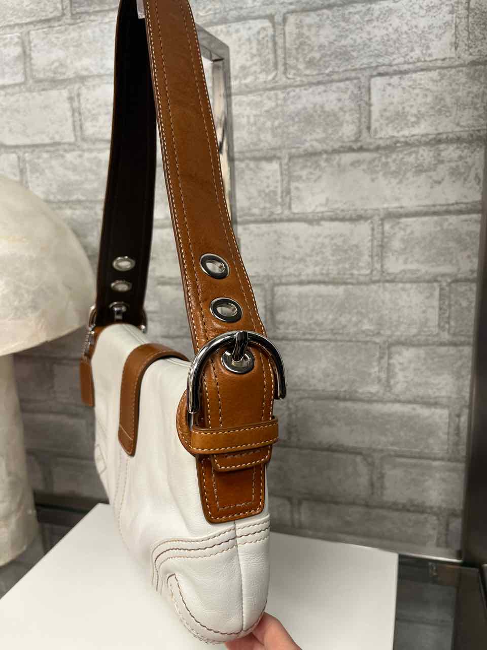 Vintage Coach Soho cream and cognac leather Shoulder bag
