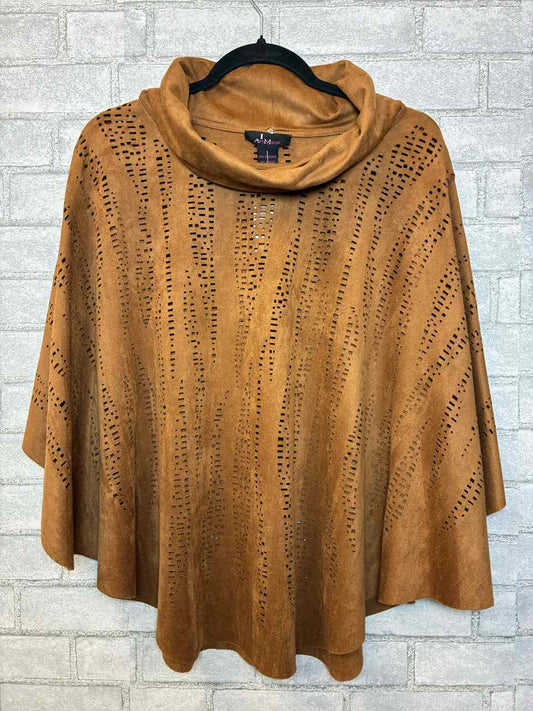 Alberto Makali Ultra Suede Brown Cape Blouse size Large