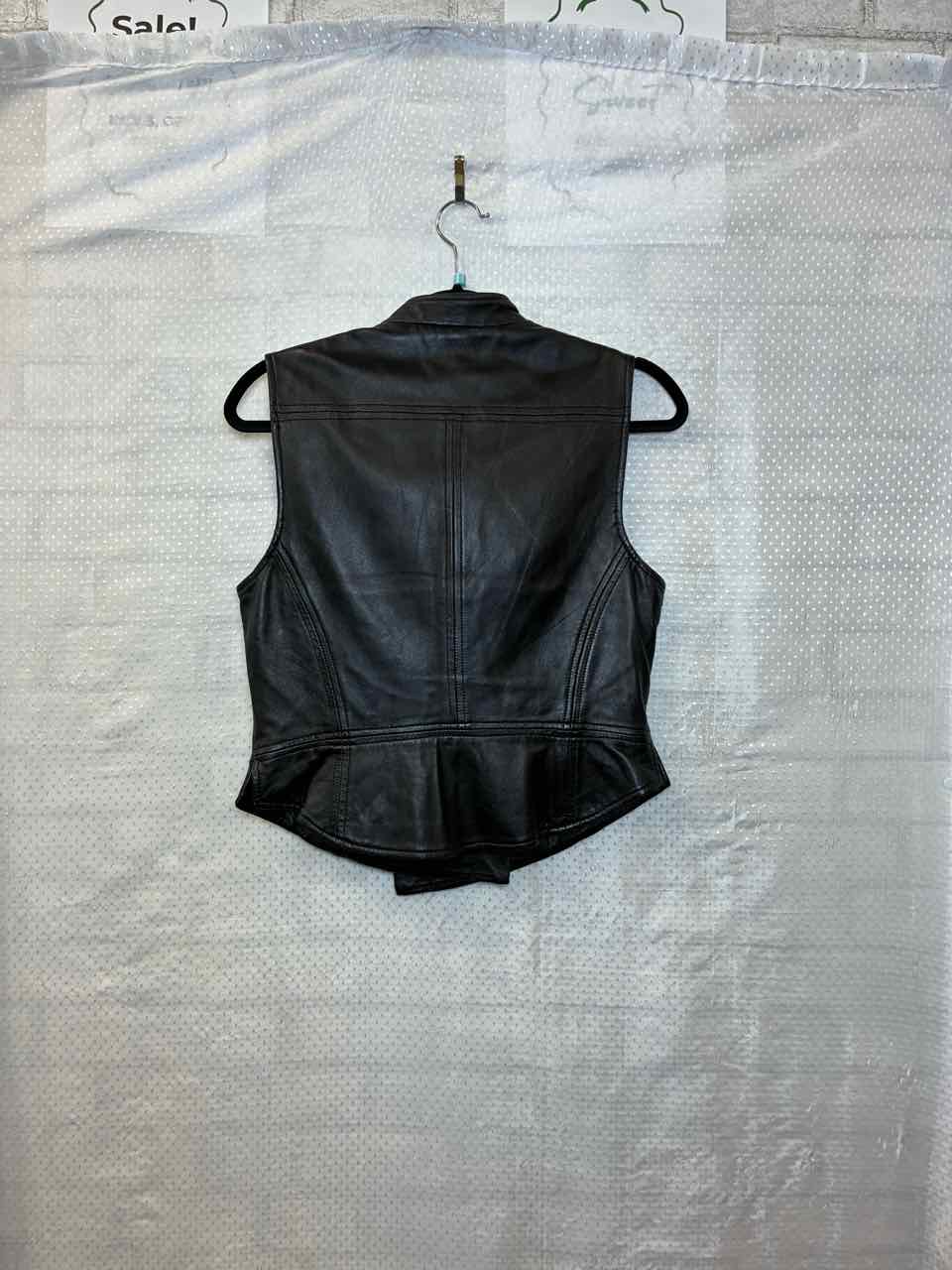 Trina Turk black soft leather vest 8/M