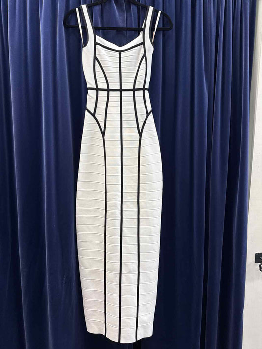 Herve Leger x Max Azria White and Black Bandage Long Dress