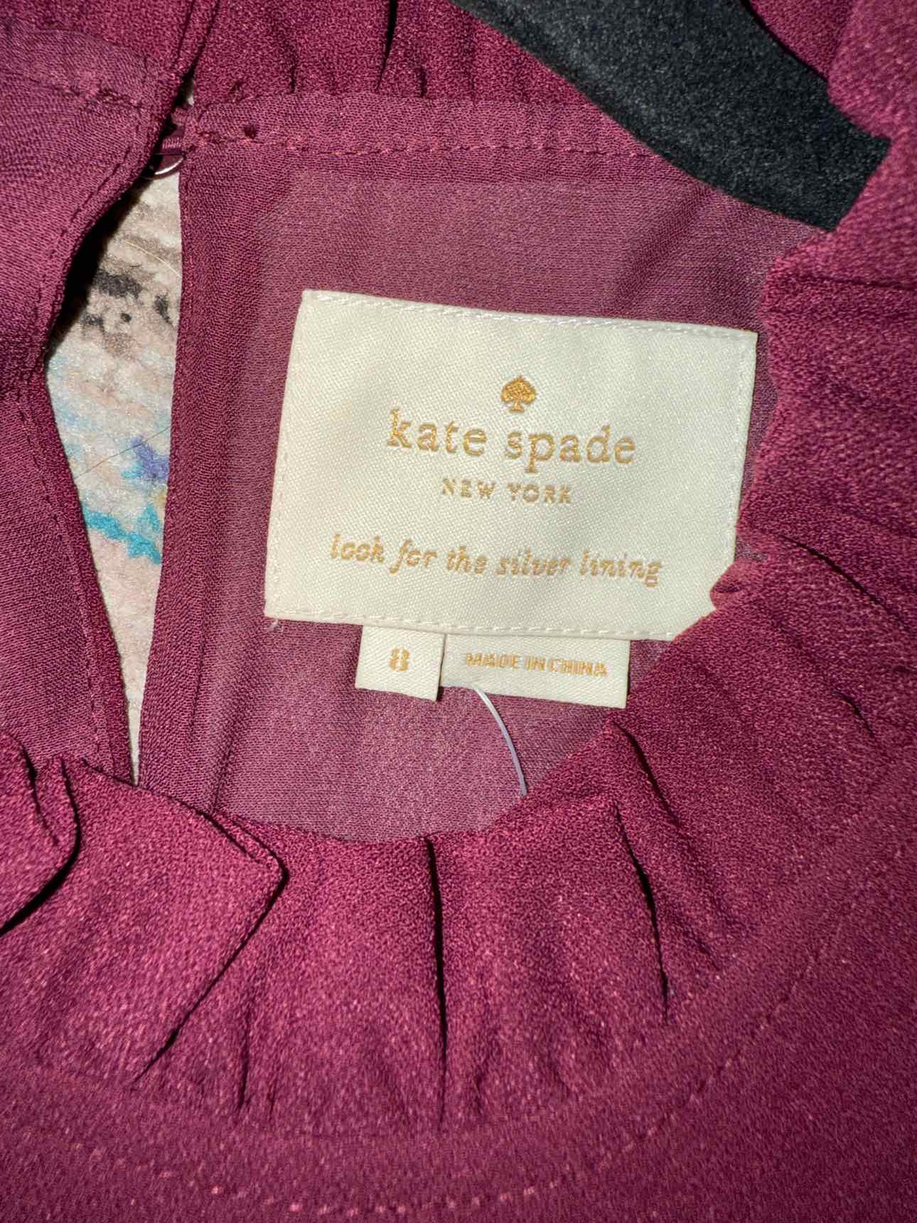 Kate Spade Burgundy Ruffled Dress 8