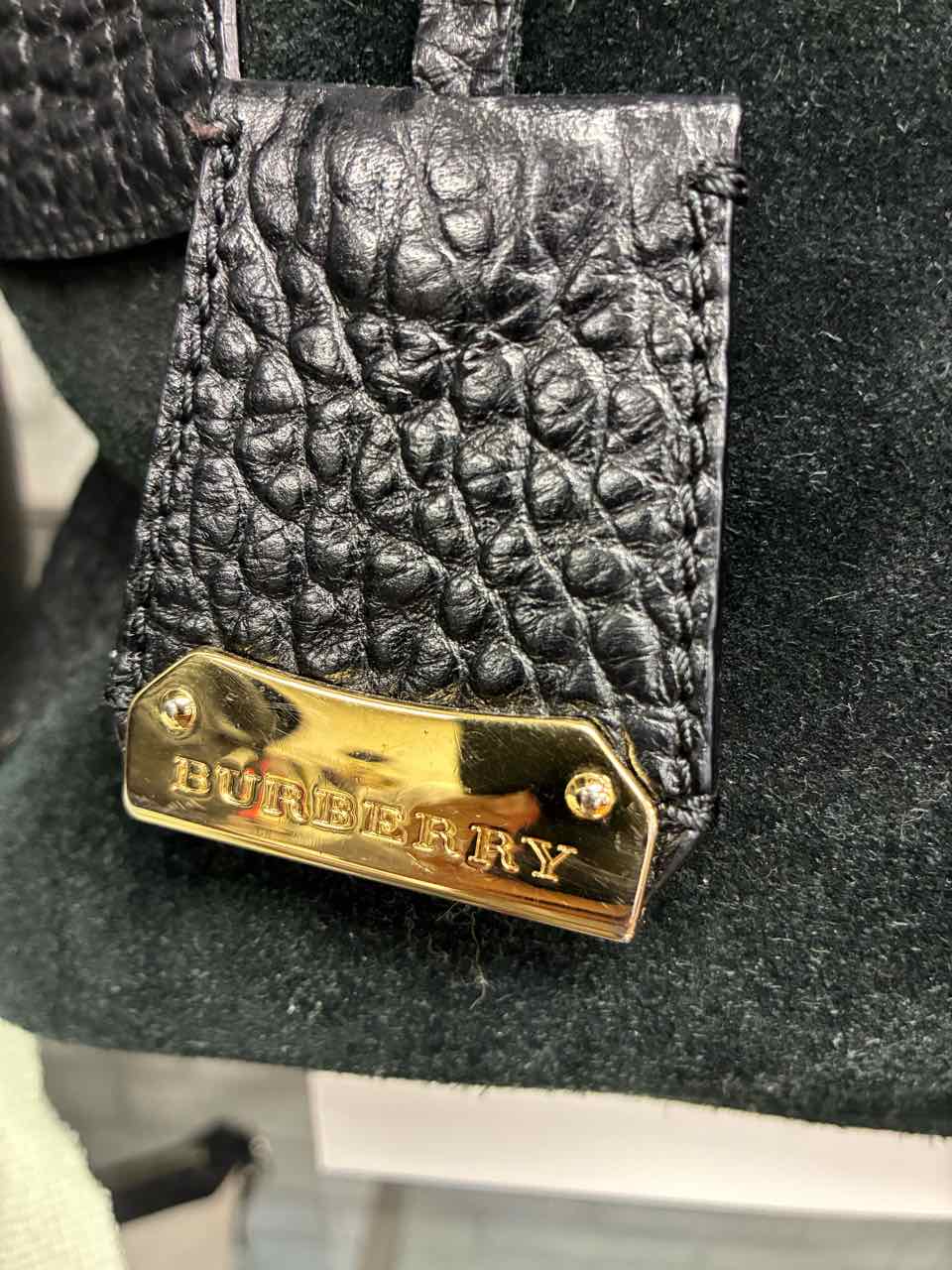 BURBERRY Callaghan Tote in black suede and leather