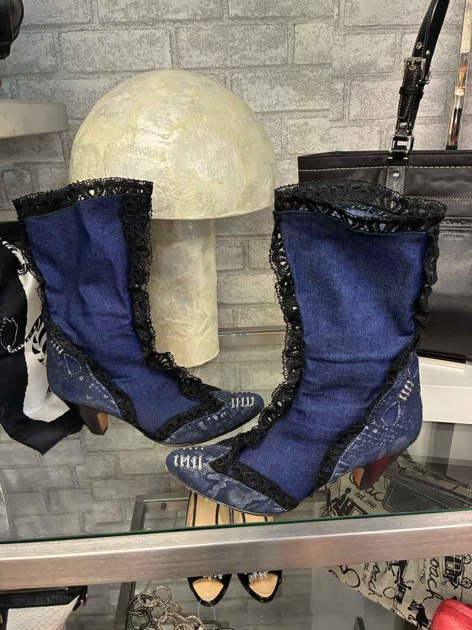 El Vaquero Blue Denim Shoe Size 39 Boots