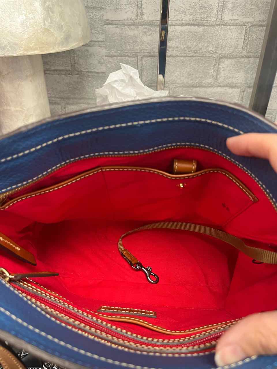 Dooney and Bourke Azure Blue Vintage Lexington Pebbled Leather Tote