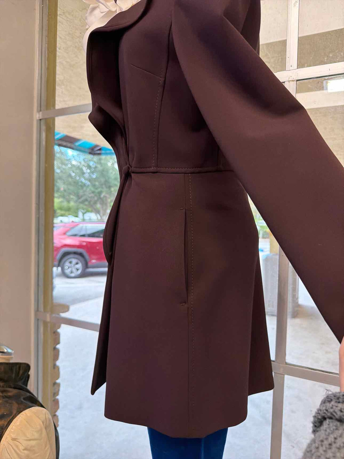 Valentino burgundy tailored longline blazor jacket