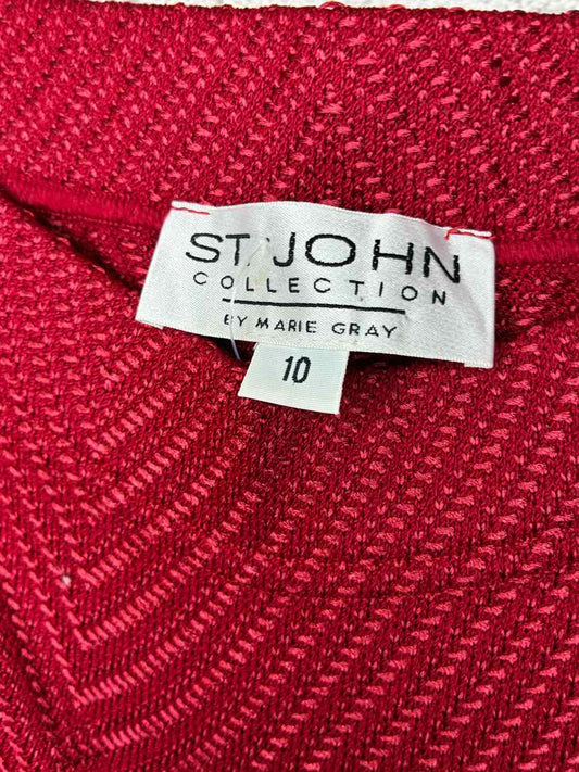 St.John Red Santana Knit Pencil Skirt. Size 10
