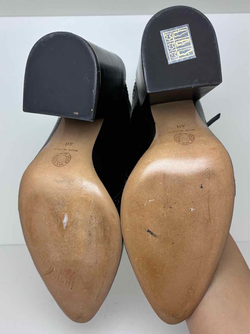 Dries Van Noten Size 40 Black Block Heel Pointed Toe Pumps