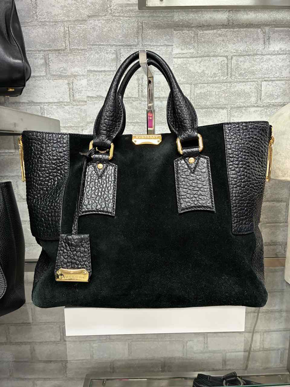 BURBERRY Callaghan Tote in black suede and leather
