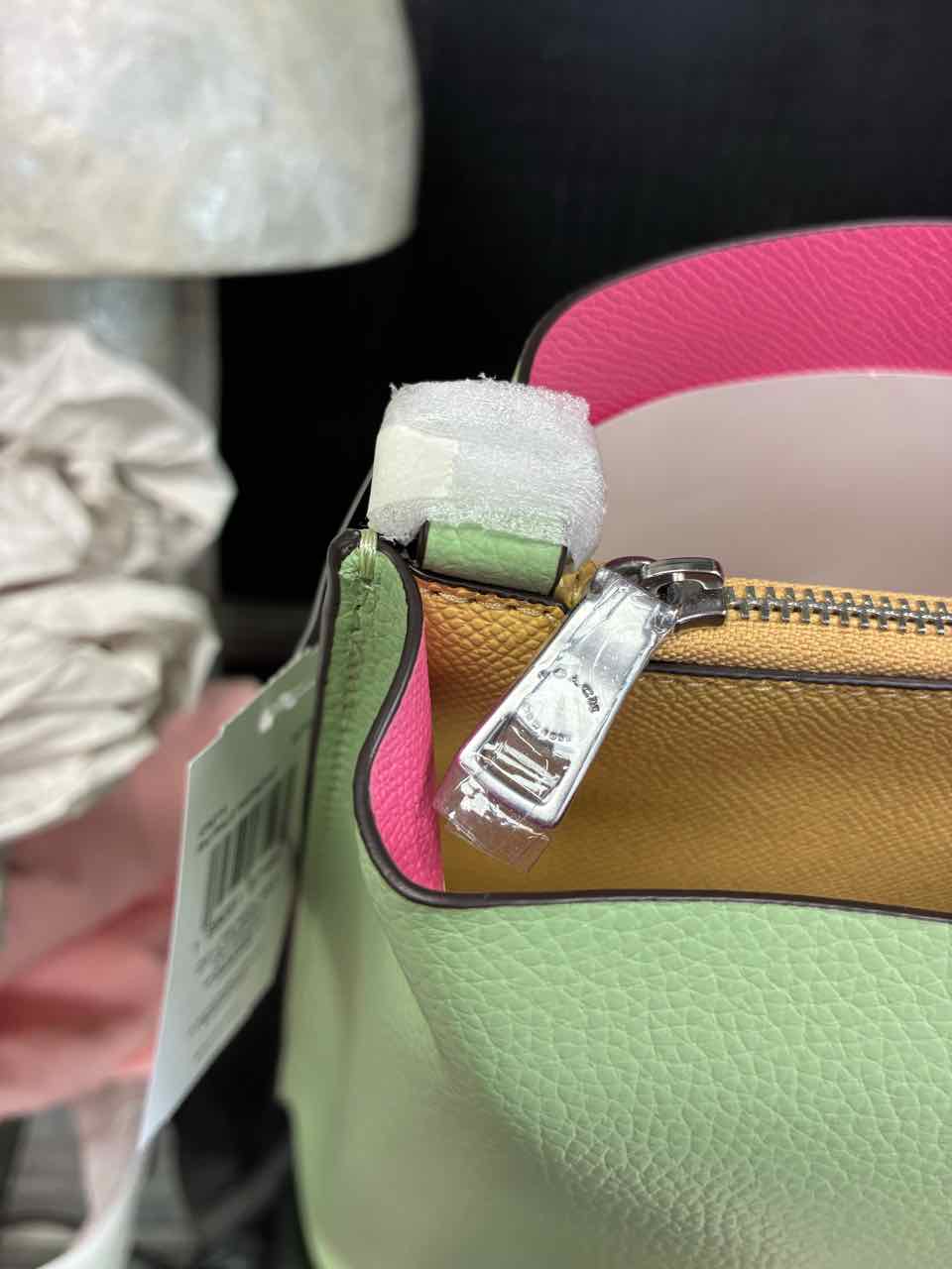 Coach Pistachio/green Mollie Bucket Bag 22 in double face leather.