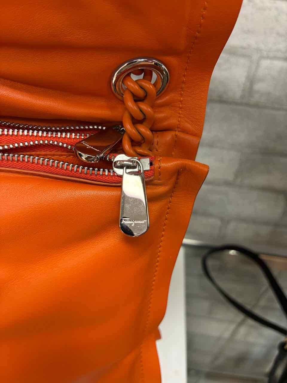 Salvadore Ferragamo Vara Bow Orange Shoulder Bag