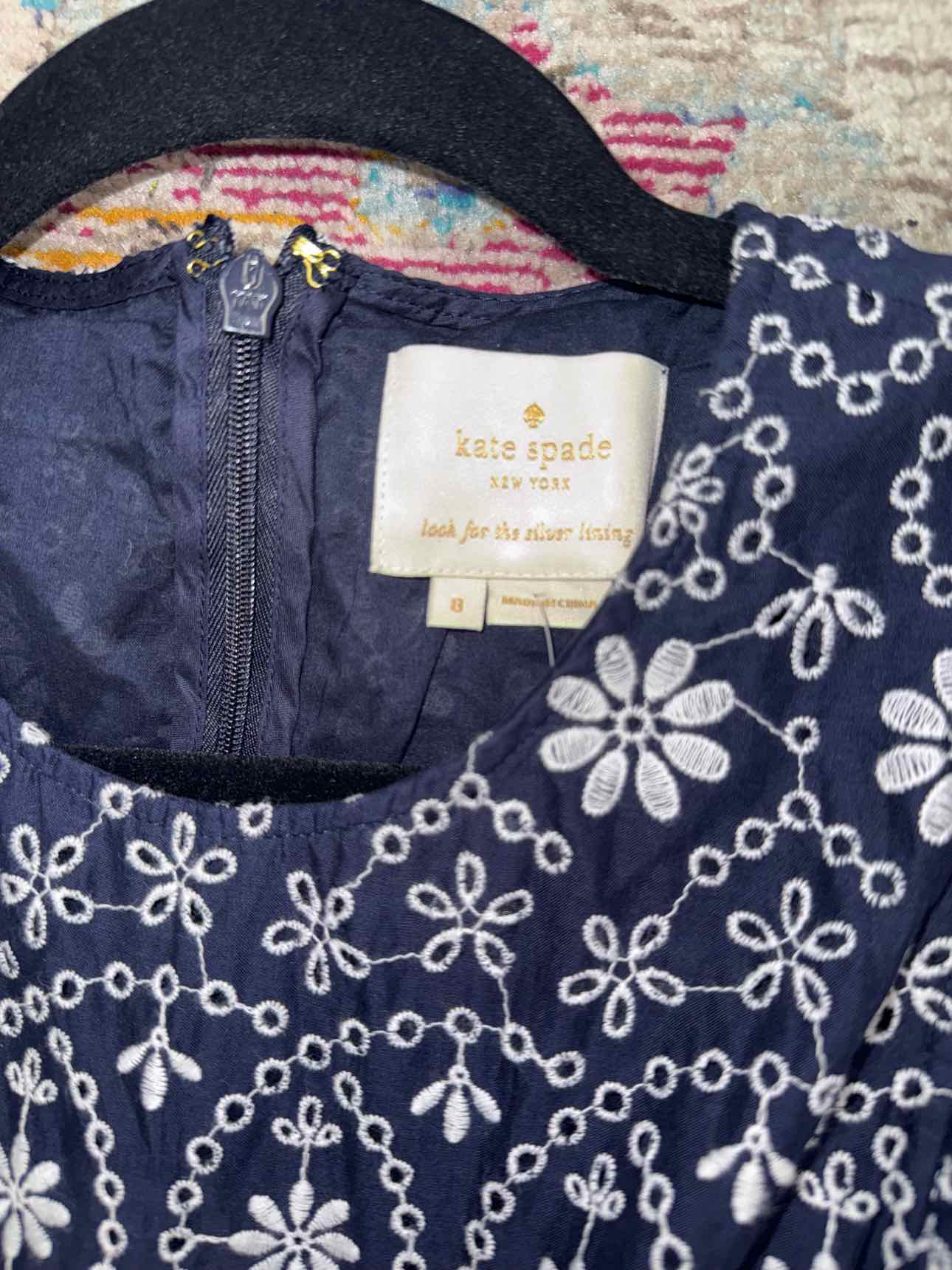 Kate Spade Navy Eyelet Embroidered Dress with Belt 8