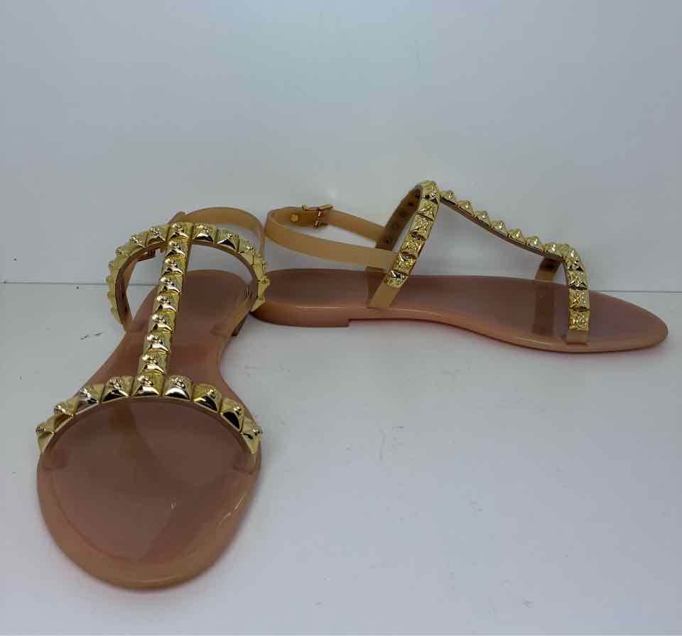 Stuart Weitzman Size 10 Gold Studded Jelly Flat Sandals