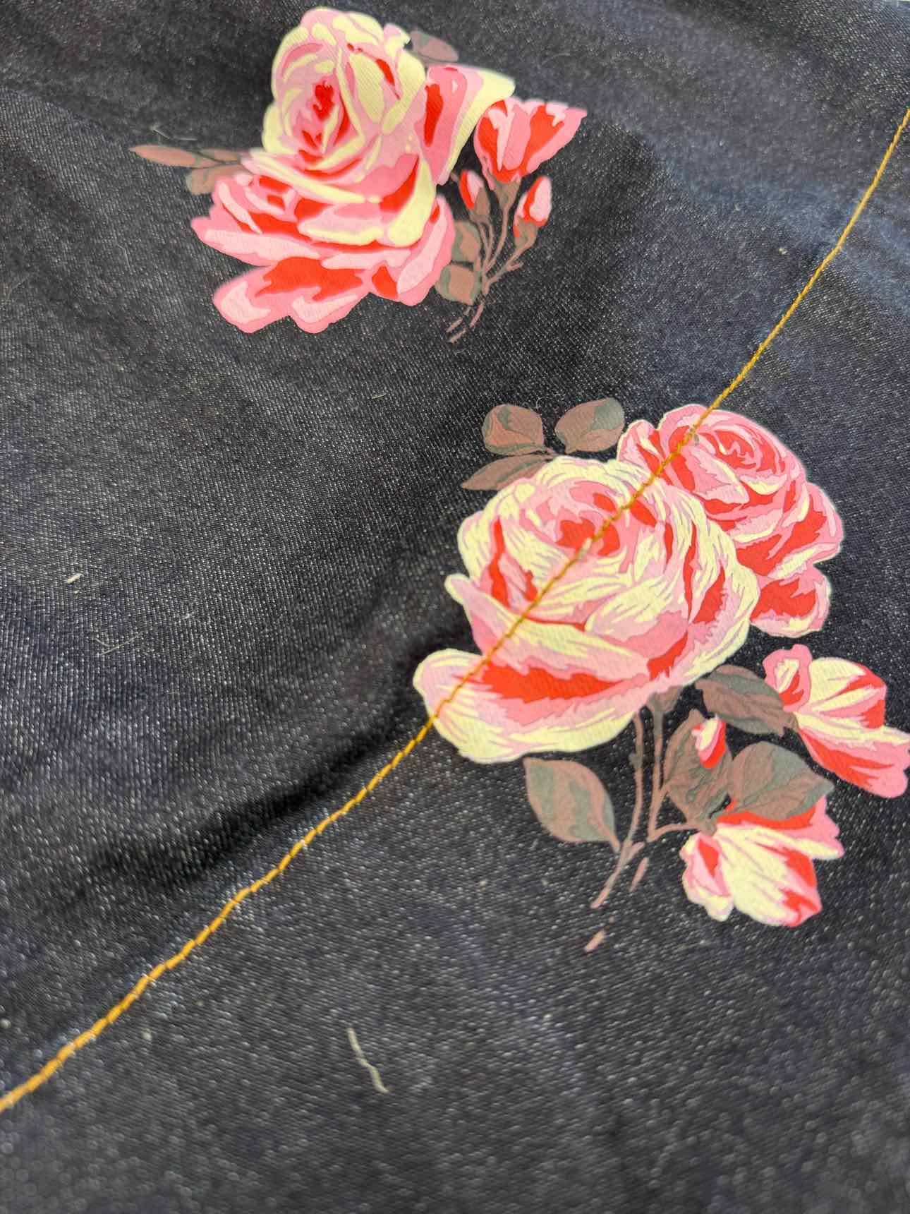 Kate Spade Jean Buttonup Dress with Pink Flowers