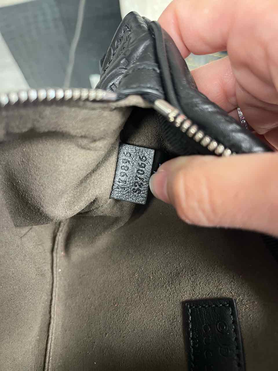 Gucci GG Embossed leather belt bag/tennis bag in black