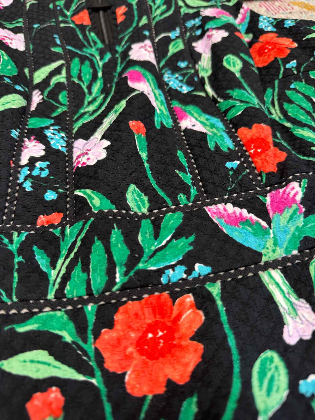 Kate Spade Black Cotton Dress with Hummingbirds and Flowers 6