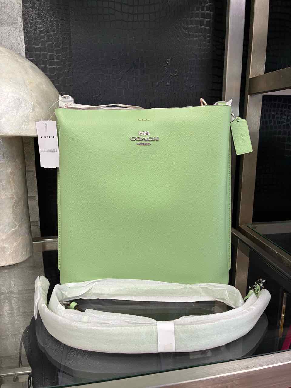 Coach Pistachio/green Mollie Bucket Bag 22 in double face leather.