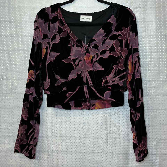Love and Harmony Velvet black and Purple Blouse Size Small