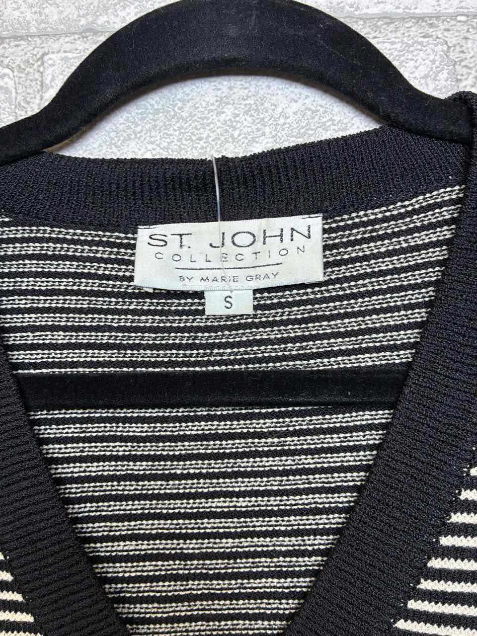 St John Black and white Button Up Knit Blouse size Small