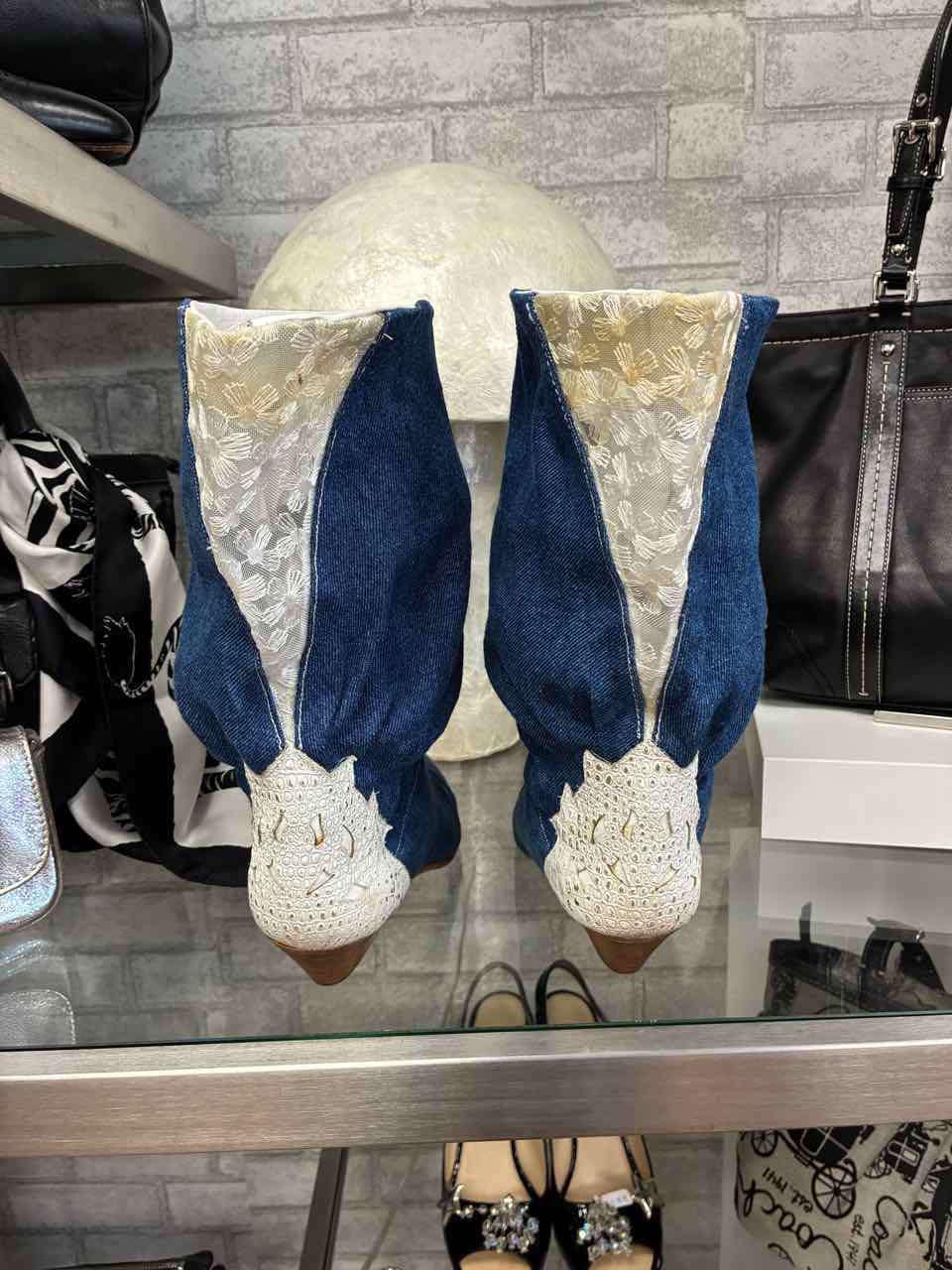 Vintage ELiot Denim with White Lace Boots Size 8