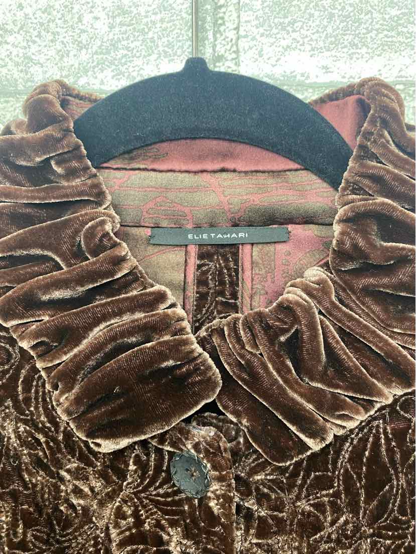 Elie Tahari Brown Velvet Blazer Size Large