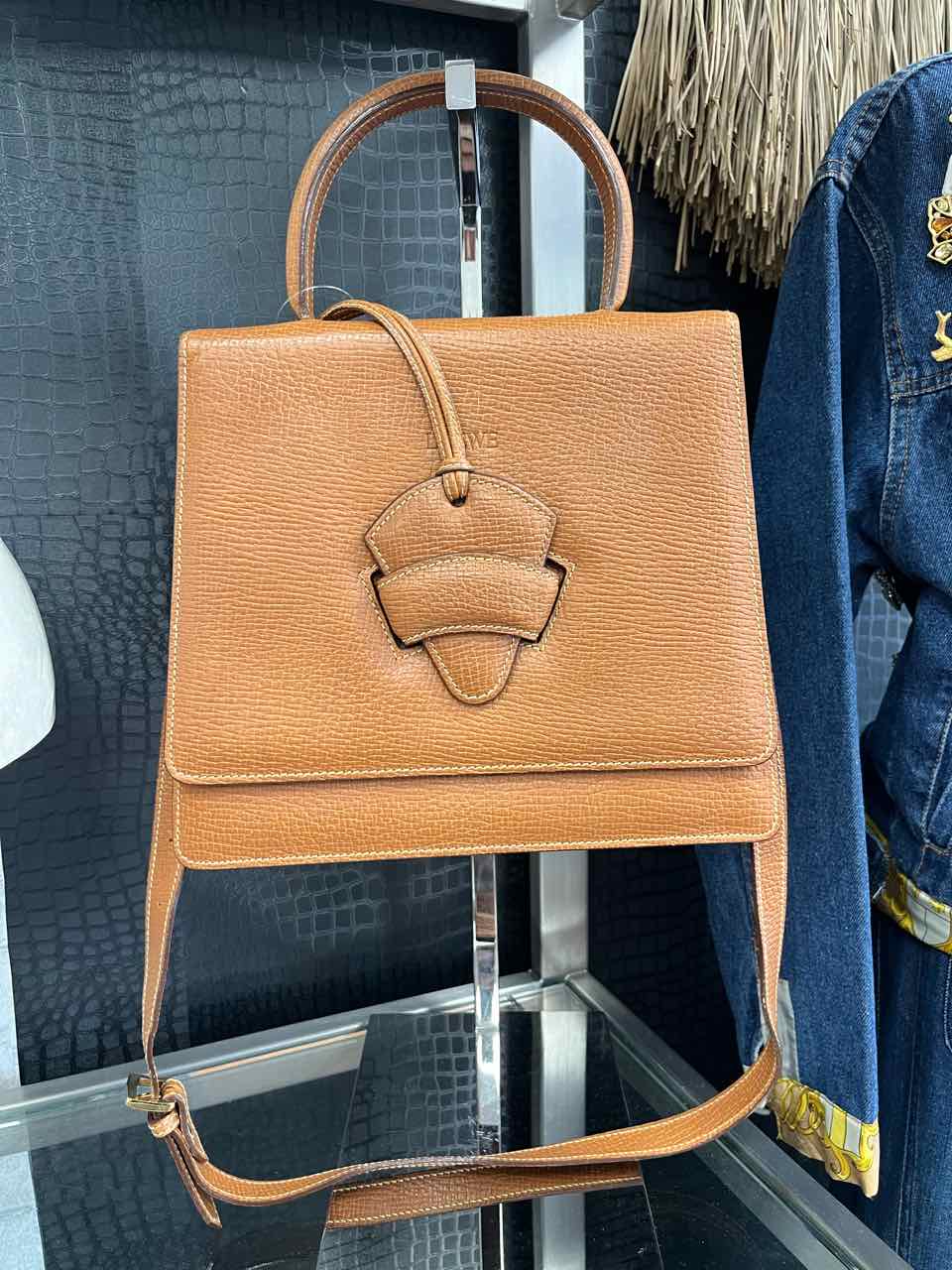 Loewe Barcelona Tan Textured Top Handle Structured Bag, Box, Dust Bag