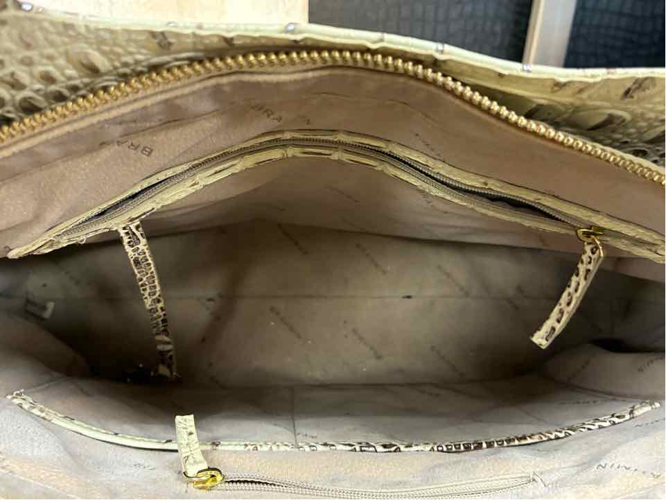 Brahmin Elaine Croc-Embossed Cream Satchel Purse