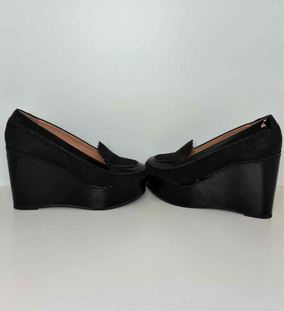 Carven Size 38.5 Black Mary Jane Style Wedges