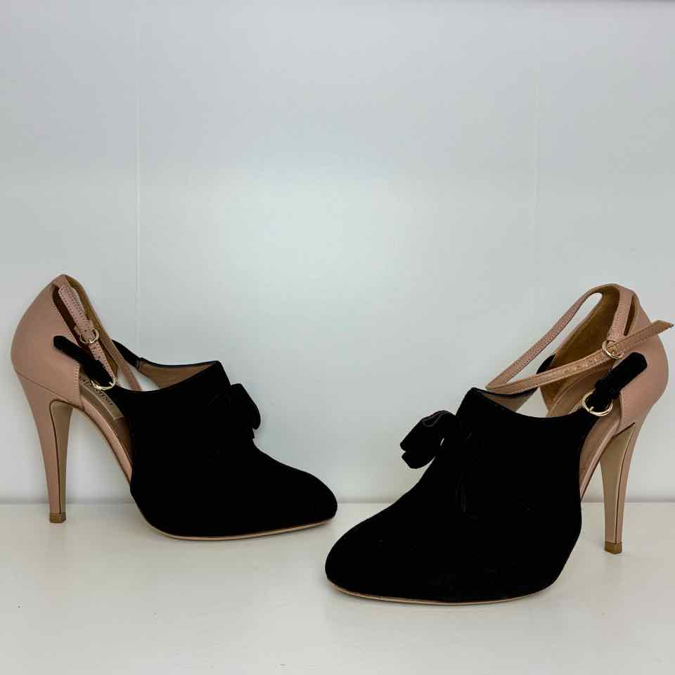 Valentino black leather and blush suede heels 36 5.5