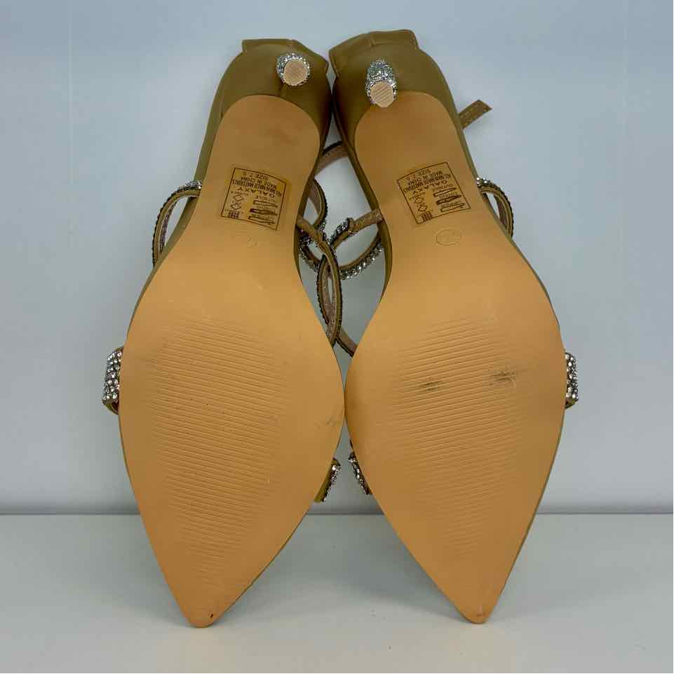 Azalea Wang Nude Sandal Rhinestone Stiletto 7.5
