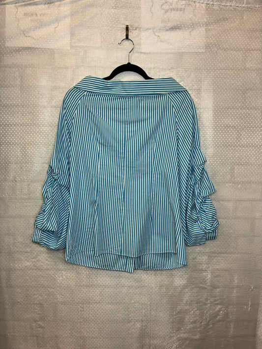 Mademoiselle M Blue and white Stripe Blouse Size Large
