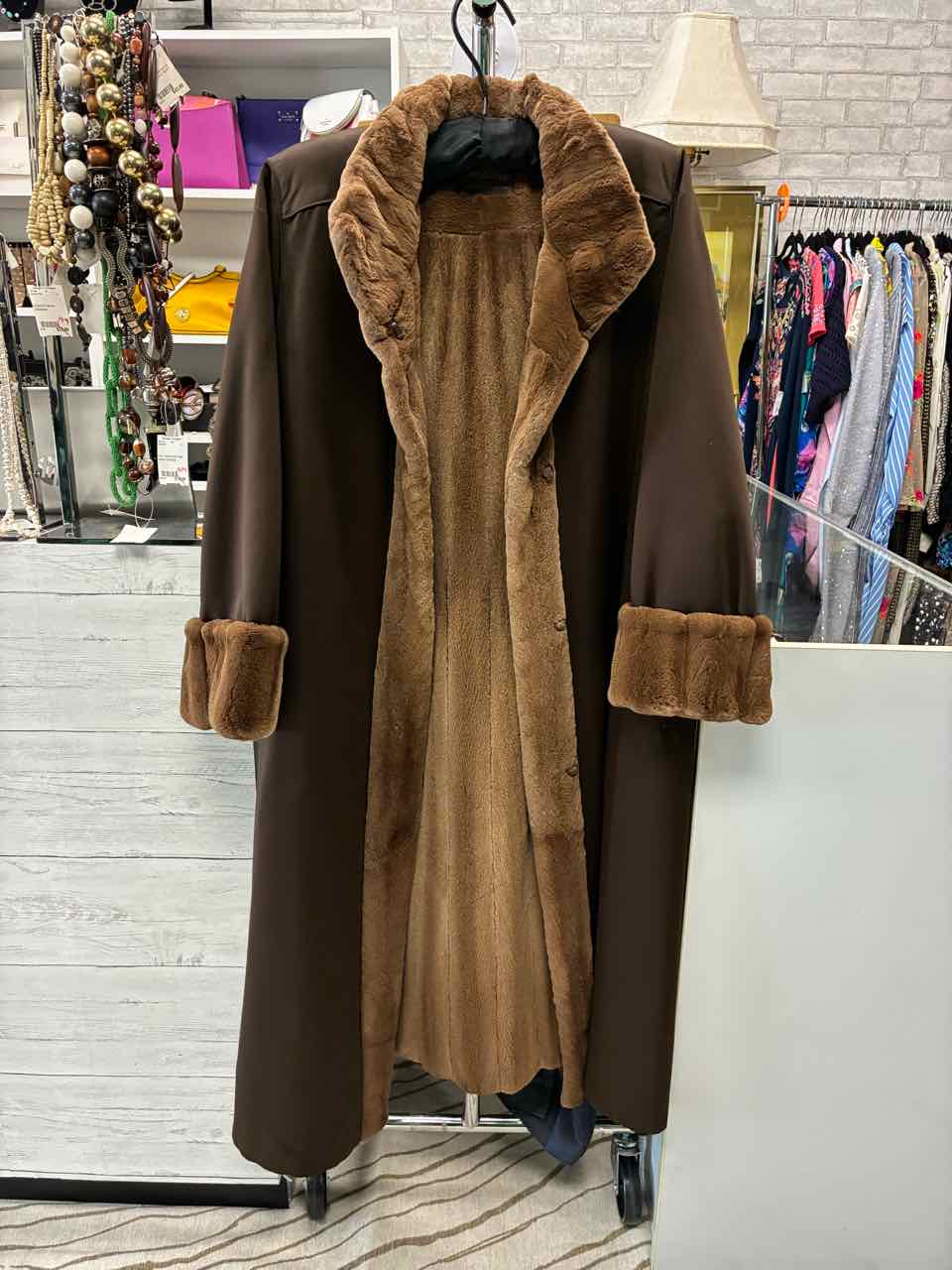 Phil.M.Stupp Brown Jacket with Light Brown Natural Mink  Fur Llining M