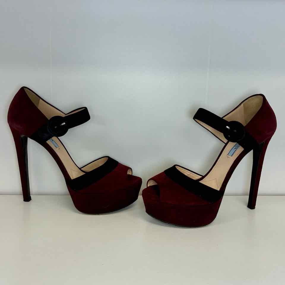 Prada Suede Burgundy Heels 40
