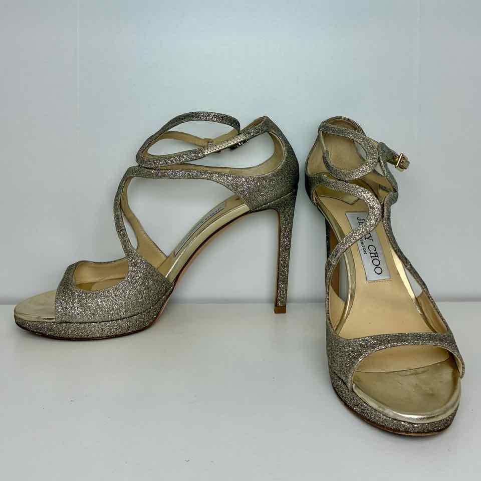 Jimmy Choo Dusty Glitter Platinum Ice Silver Size: 6.5