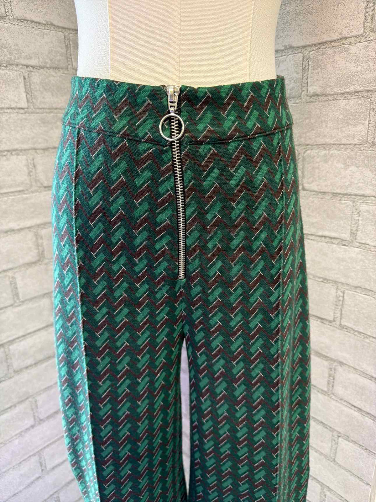 Zara green and brown plaid pants